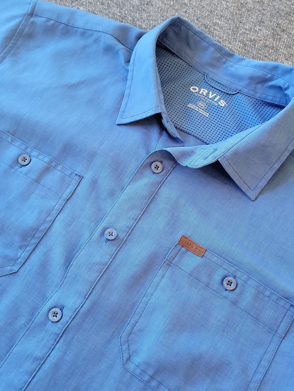 Orvis Light Blue Short-Sleeve Casual Button-Down Shirt